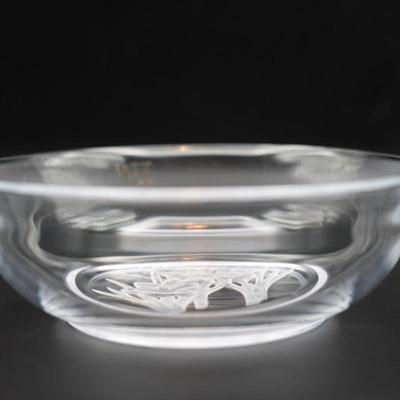 Mikasa Crystal Engraved Signed T. Yamamoto Serving Bowl
