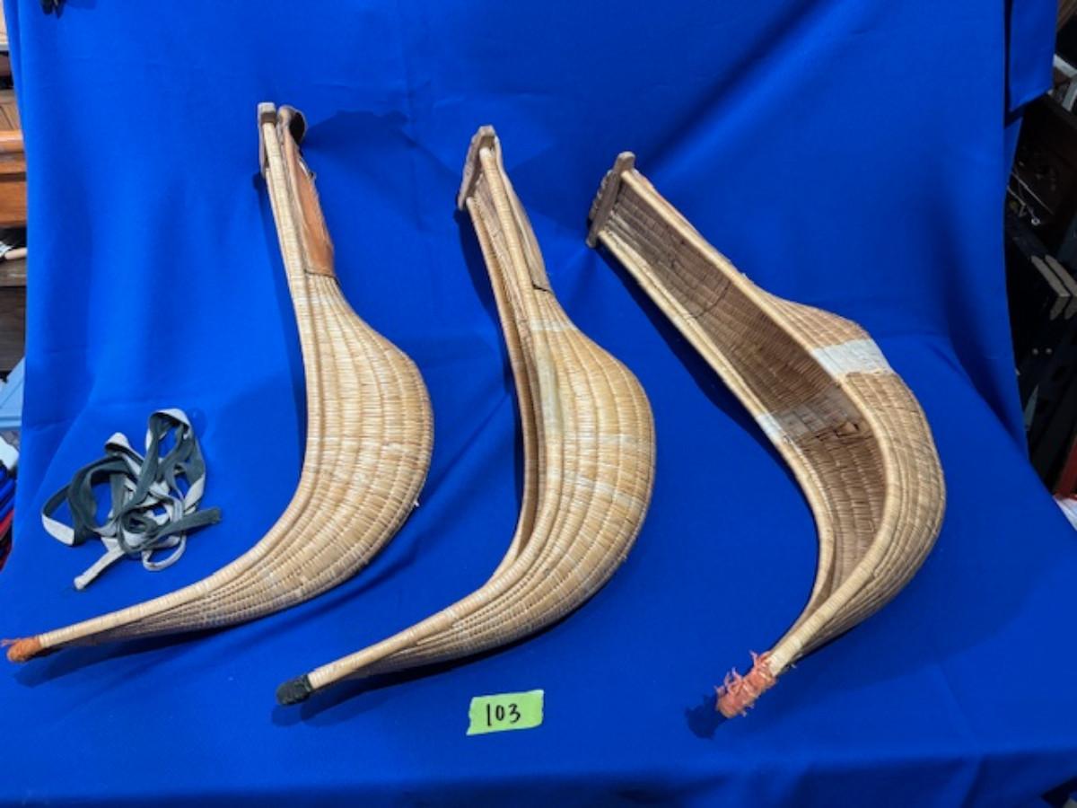 Jai Alai Cestas wicker rattan basket scoops for game x 3 EstateSales org Jai Alai Cestas wicker rattan basket scoops for game x 3 EstateSales org