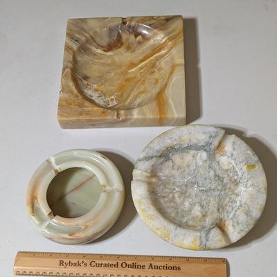 3 MCM Onyx, Marble Ashtrays