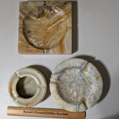 3 MCM Onyx, Marble Ashtrays