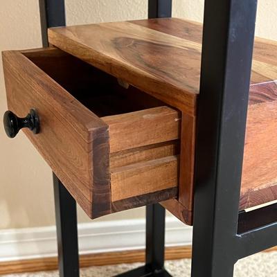 Solid Wood C-Shaped Sofa End Table
