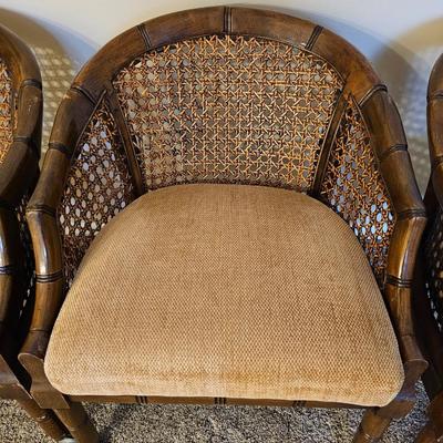Four Upholstered Dining Room Chairs on Wheels