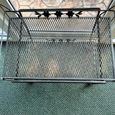 Vintage Wrought Iron Bar Cart with Removable Tray