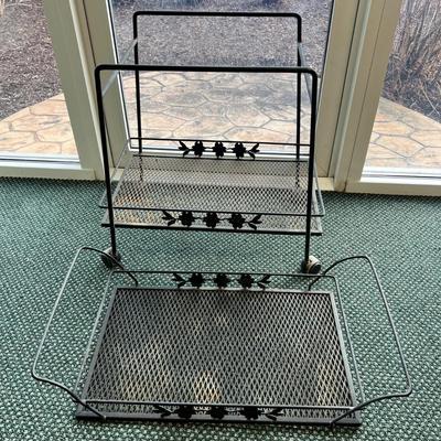 Vintage Wrought Iron Bar Cart with Removable Tray