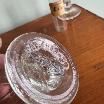 Antique Medical Glass Lot + Ernst Bohne Sohne Skull Matchstick Holder