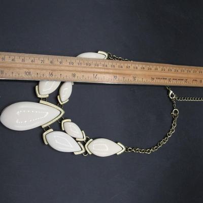 White Costume Jewelry Statement Necklace