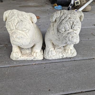 Pair of Vintage Concrete Bulldog Statues