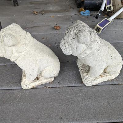 Pair of Vintage Concrete Bulldog Statues