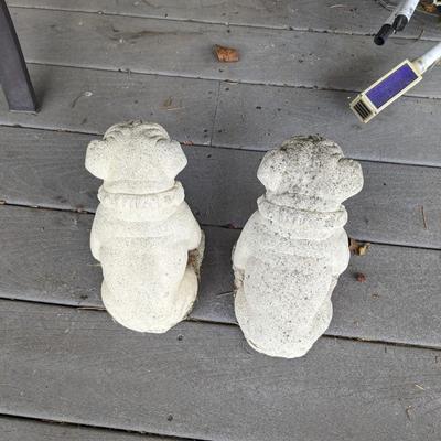 Pair of Vintage Concrete Bulldog Statues