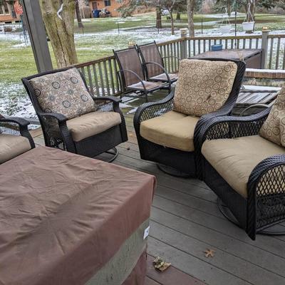 4 Patio Wicker Bistro Rocking Glider Chairs