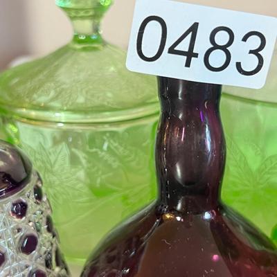 Vintage Colored Glass Lot - Vaseline, Hobnail, Crystal
