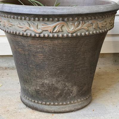 Pair (2) ~ Large Decorative Resin Pot ~ Cast Iron Plant Included With One