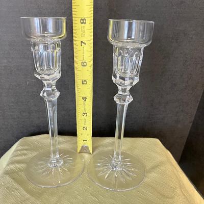 4 Pairs Vintage Crystal Glass Candlestick Holders