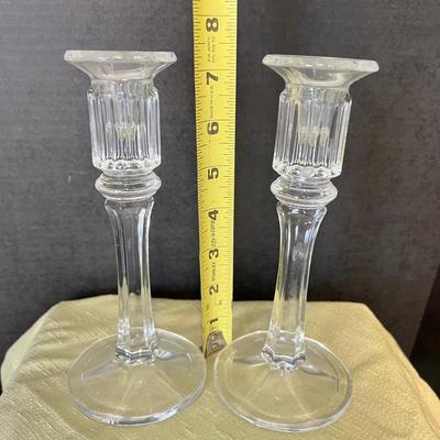 4 Pairs Vintage Crystal Glass Candlestick Holders