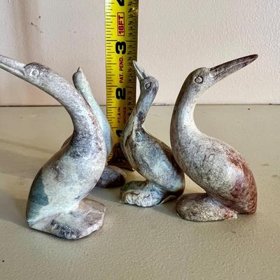 Lot of 4 Vintage Carved Stone Bird Figurines from Nicaragua