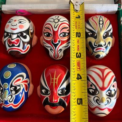Vintage Box of 6 Japanese Kabuki Masks
