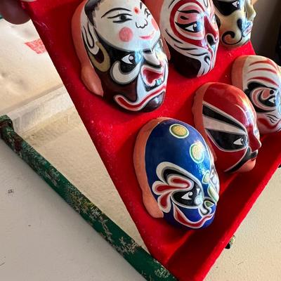 Vintage Box of 6 Japanese Kabuki Masks