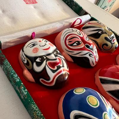Vintage Box of 6 Japanese Kabuki Masks