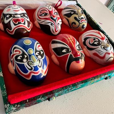 Vintage Box of 6 Japanese Kabuki Masks