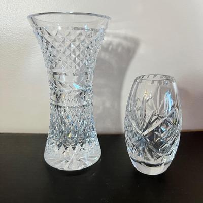 2 Vintage Signed Cut Crystal Vases