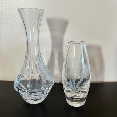2 Signed Vintage Crystal Vases - Seyres France,