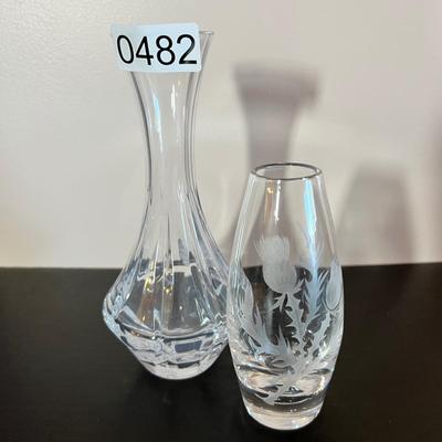 2 Signed Vintage Crystal Vases - Seyres France,