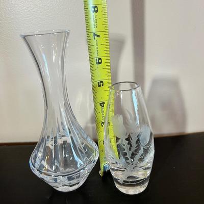 2 Signed Vintage Crystal Vases - Seyres France,