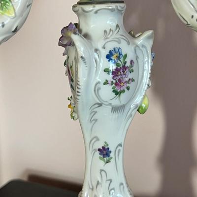 2 Antique Dresden Porcelain Candelabras (1 is Broken)