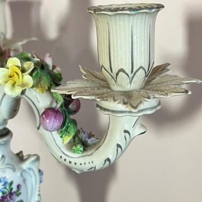 2 Antique Dresden Porcelain Candelabras (1 is Broken)
