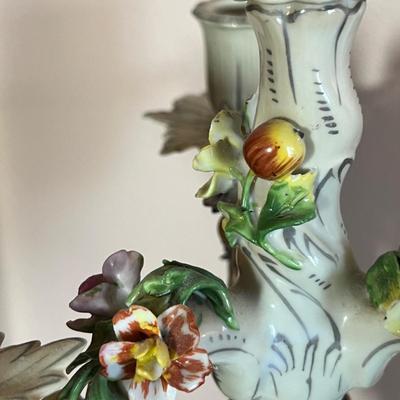 2 Antique Dresden Porcelain Candelabras (1 is Broken)