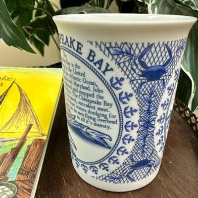 Chesapeake recipes Cookbook and blue and white mug