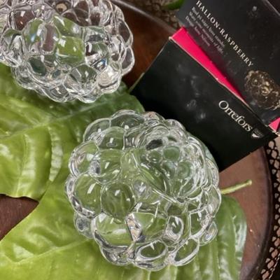 Pair of Hallon Rasberry Crystal Votives