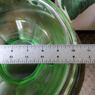 Green Depression Glass Serving Bowl