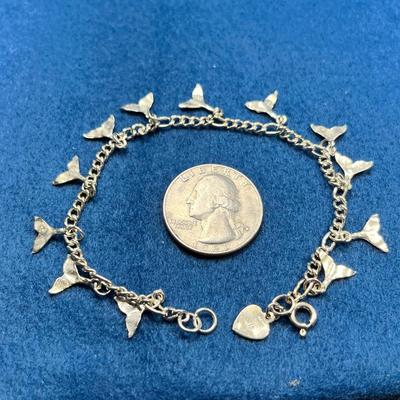 STERLING DANGLY WHALE TAILS BRACELET