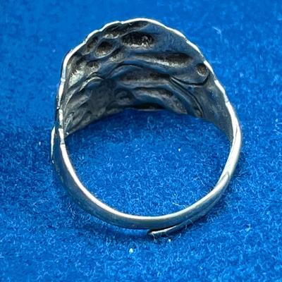 ADJUSTABLE FLOWER, BUTTERFLY RING LIKELY SIVER