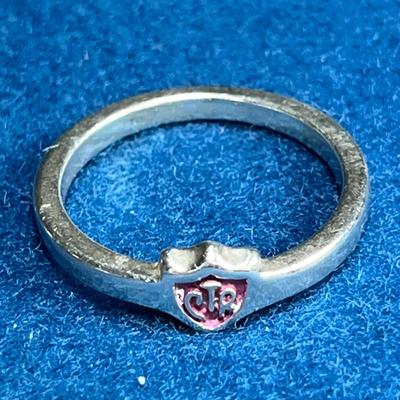 STERLING "CTR" RING WITH PINK BACKGROUND