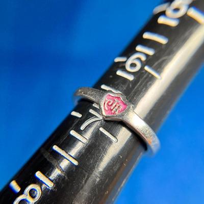 STERLING "CTR" RING WITH PINK BACKGROUND