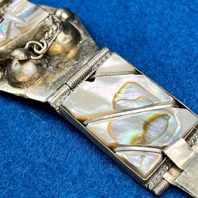 SEGMENT BRACELET WITH INSET ABALONE MADE IN MEXICO