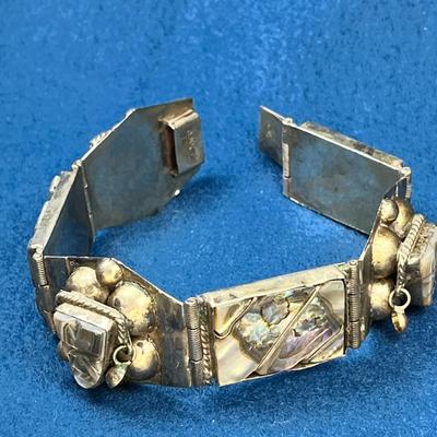 SEGMENT BRACELET WITH INSET ABALONE MADE IN MEXICO