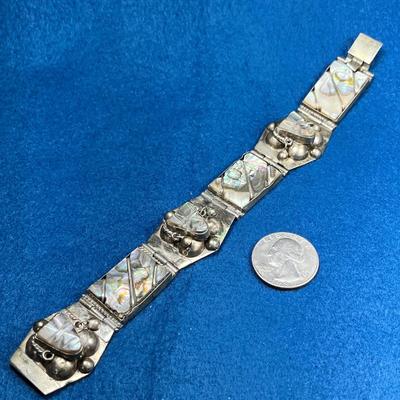 SEGMENT BRACELET WITH INSET ABALONE MADE IN MEXICO