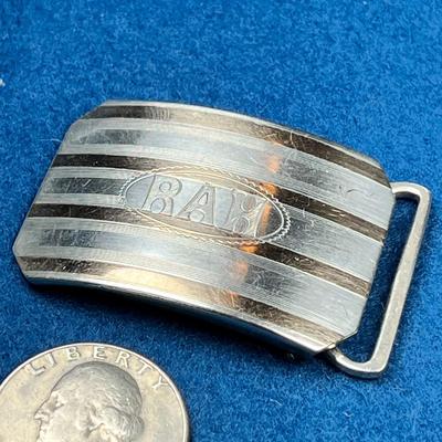 STERLING BELT BUCKLE ENGRAVED "RAH" 