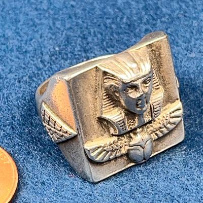 CHUNKY STERLING PHAROAH RING