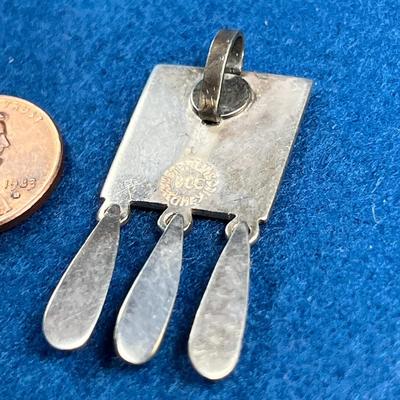 TAXCO STERLING DANGLY PENDANT WITH MEXICO MOTIF