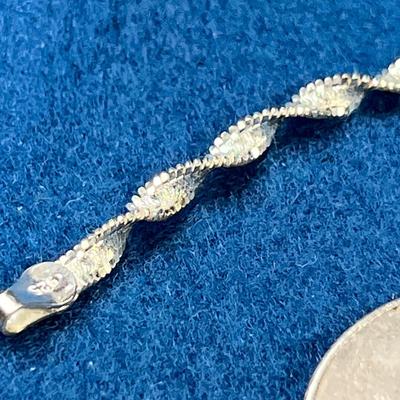 STERLING SILVER TEXTURED TWISTED CHAIN BRACELET
