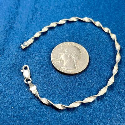 STERLING SILVER TEXTURED TWISTED CHAIN BRACELET