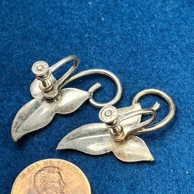 STERLING LEAF AND TENDRIL EARRINGS