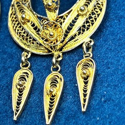 FANCY DANGLY FILIGREE GOLDTONE EARRINGS