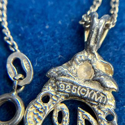 STERLING OPENWORK "H" WITH ROSE PENDANT NECKLACE