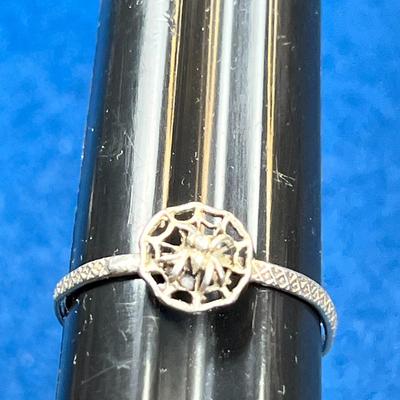 DAINTY STERLING SPIDER IN WEB RING