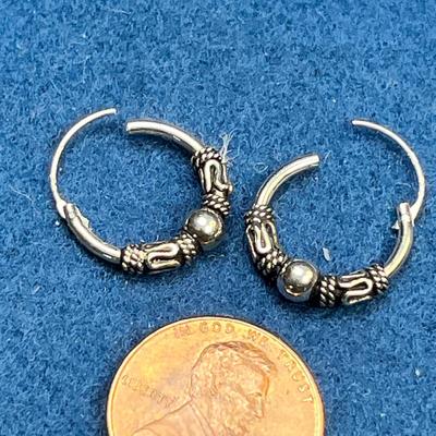 LIKELY STERLING FANCY SMALL HOOP EARRINGS